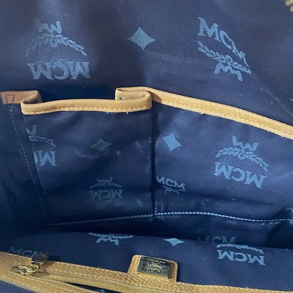 MCM Tan and Gold Studded Backpack - Picture 14 of 16